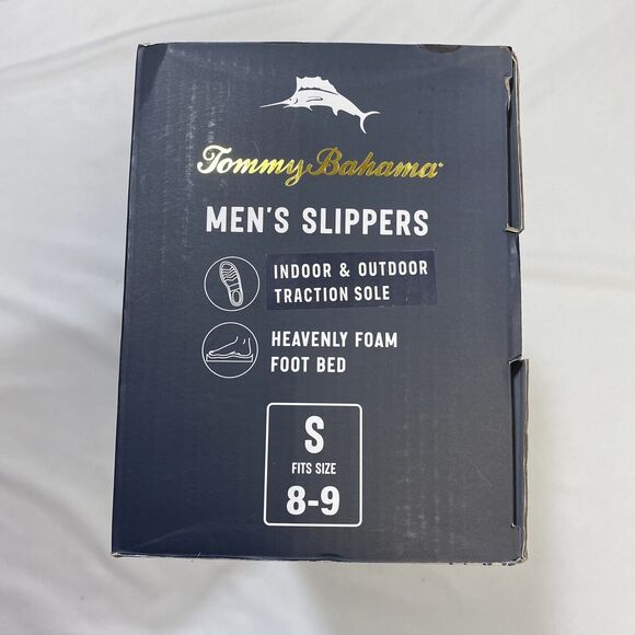 Tommy Bahama Slippers Men's Small 8/9 Brown Cognac Preppy Sherpa Lined  Comfort - Picture 9 of 10